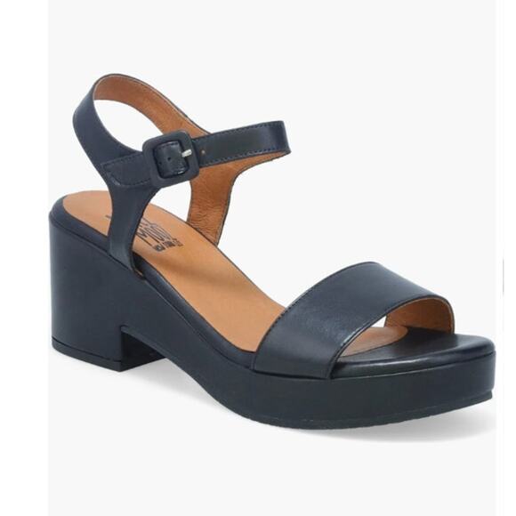 Miz Mooz NYC Gillie Block Heel Platform Sandal Black Leather Size 9/9.5 US 40 EU - Picture 1 of 13